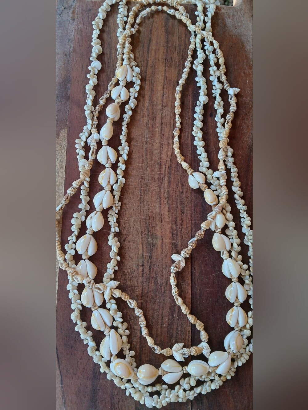 Lot of 4 Vintage Long Seashell Necklaces.